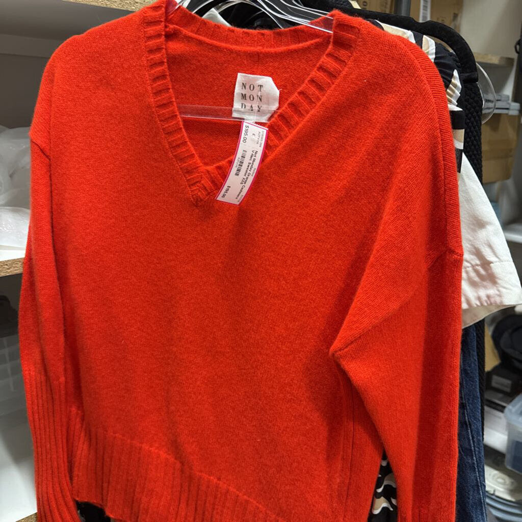 Orange Cashmere V-Nec Sweater