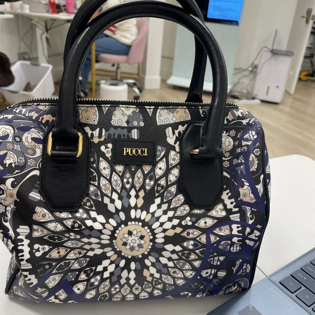 Blue/Black Barrel Handbag