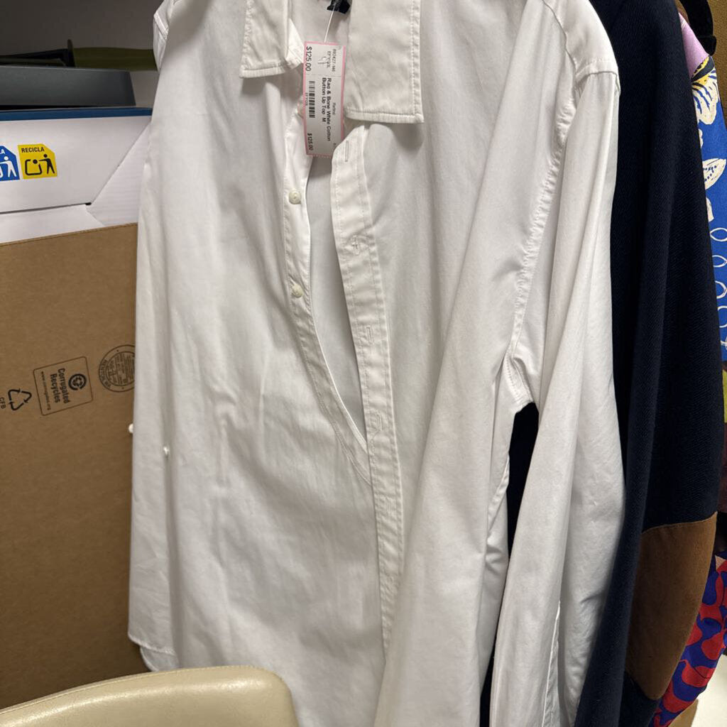 White Cotton Button Up Top