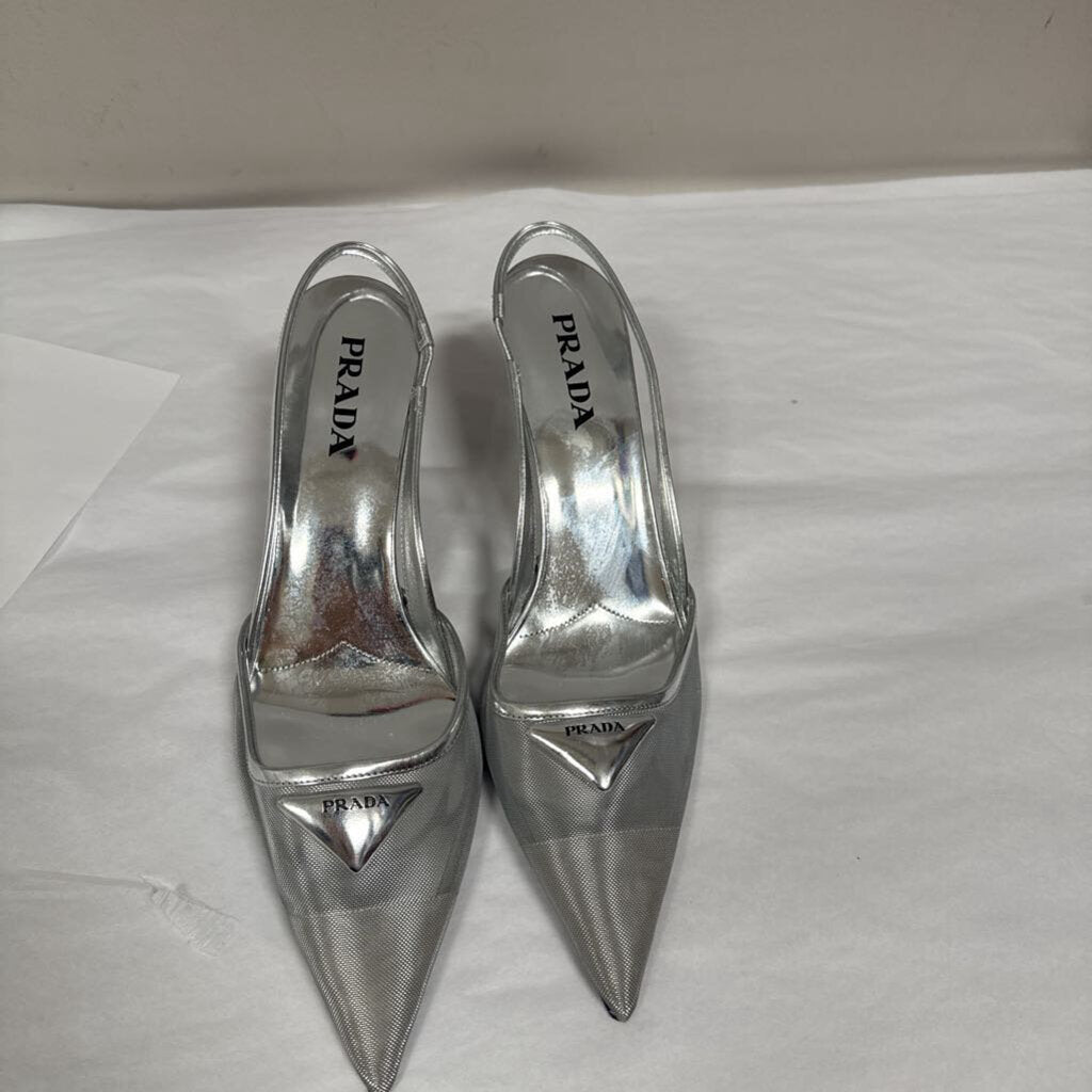 Silver Metallic Mesh Slingback (1270)