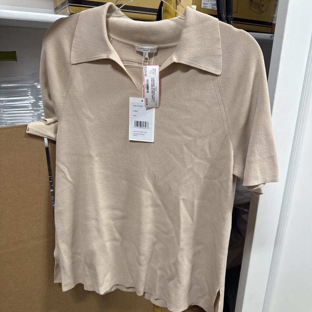 Beige Cotton Knit Collared Shirt (NWT)