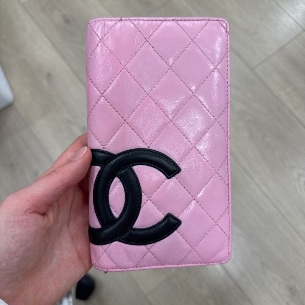 Pink Black CC Logo Wallet (as is-wear/discolor)