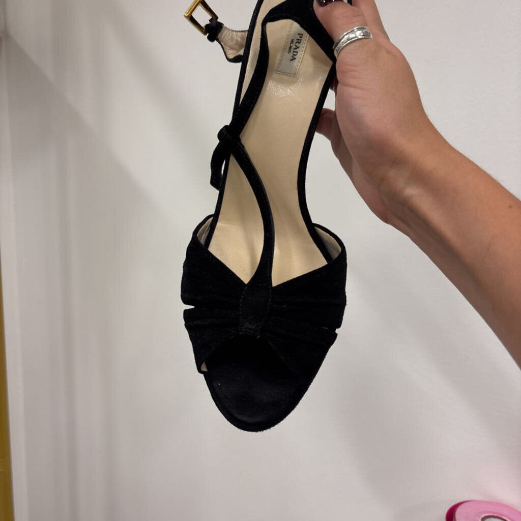 Black Suede Heeled Sandal