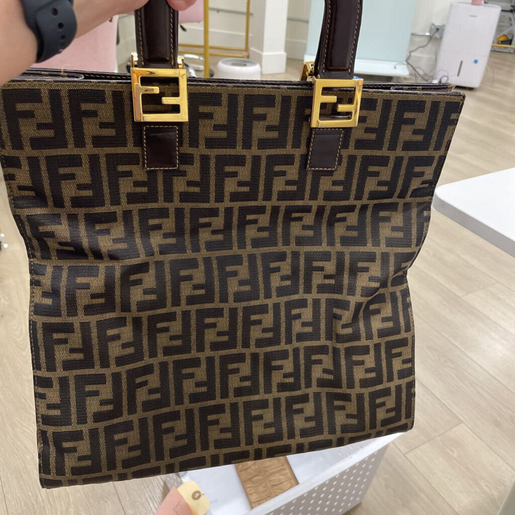 Brown Canvas Structured Handle Tote