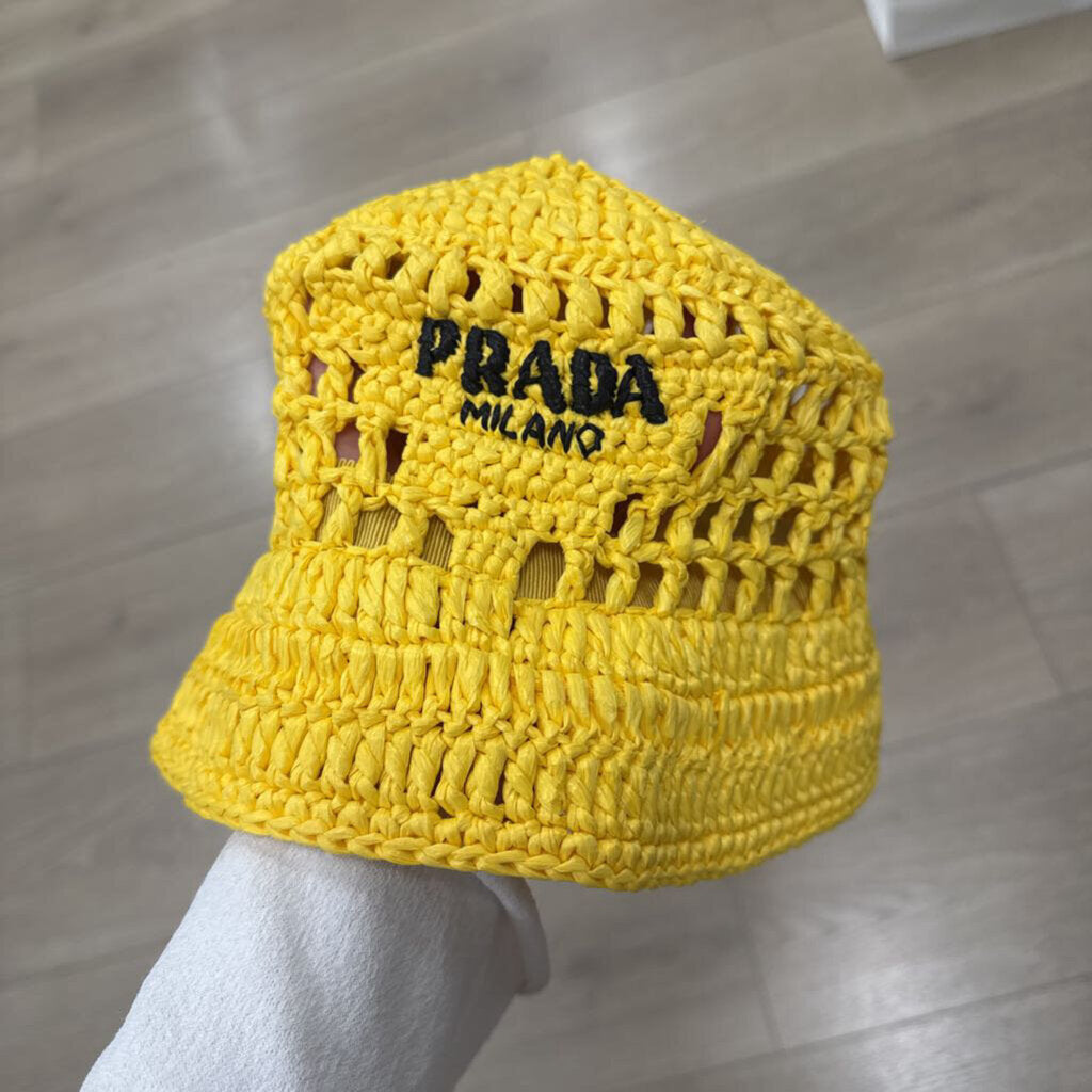 Yellow Raffia Bucket Hat (NWT)