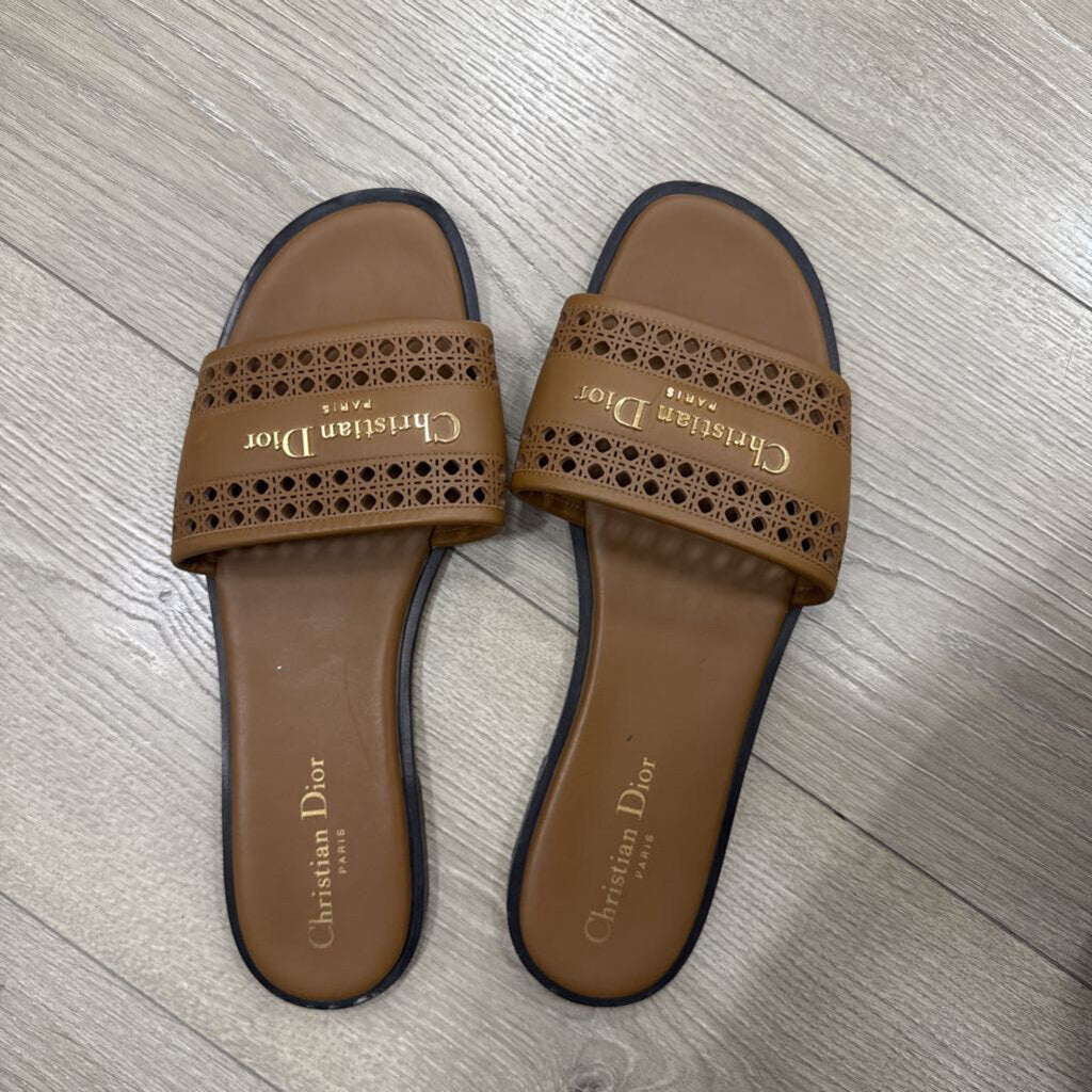 Brown Leather Slide Sandal