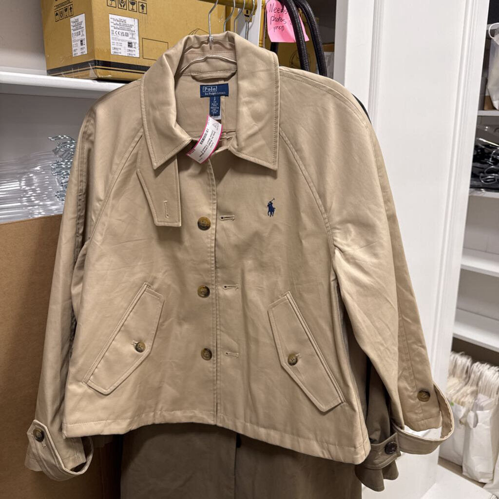 Beige Cotton Short Trench