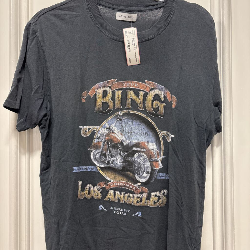 Charcaol Grey Print T-Shirt, L