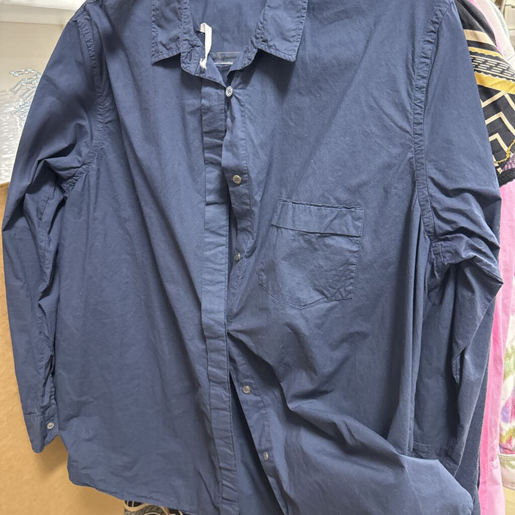 Navy Cotton Button Down Shirt
