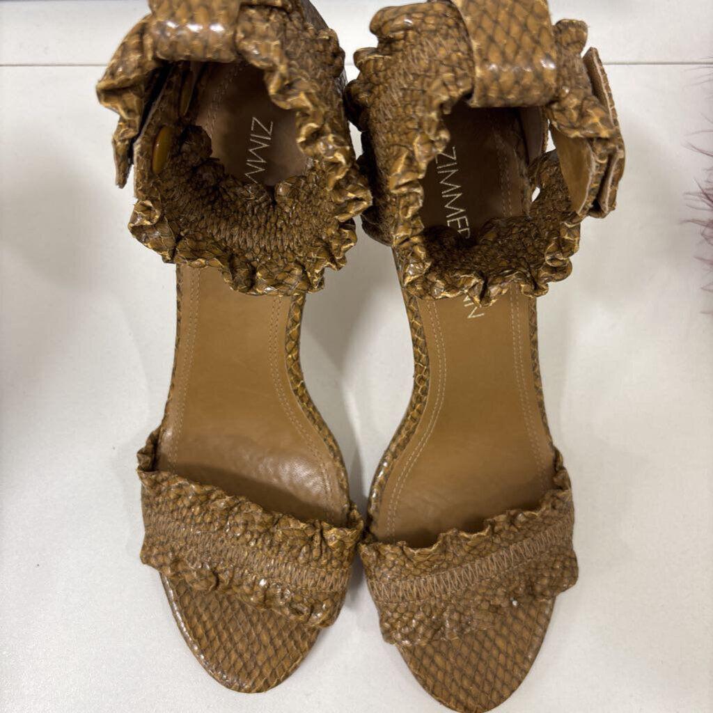 Brown Leather Ankle Strap Heel