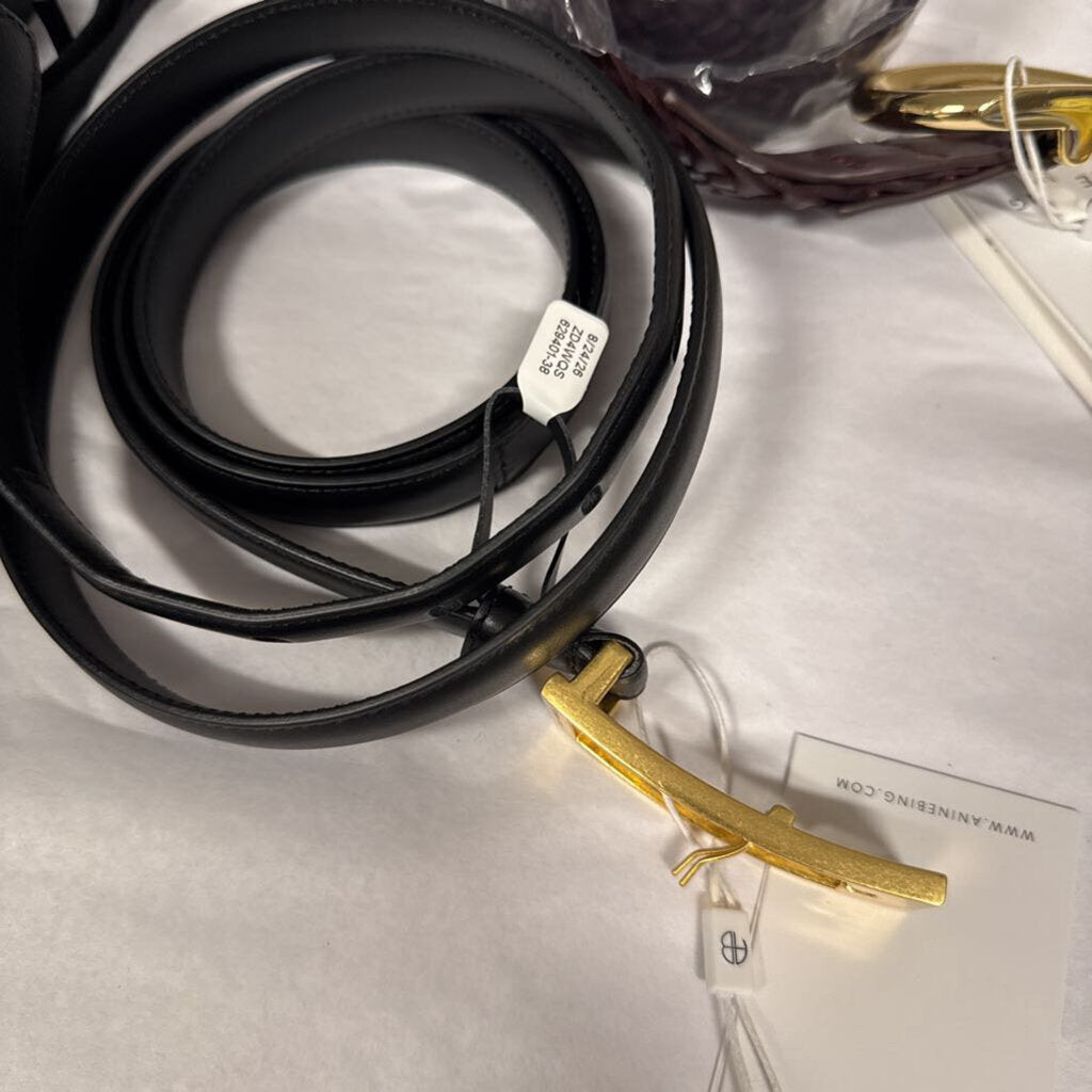 Anine Bing, Black Double Elly Gold Belt, XS/S
