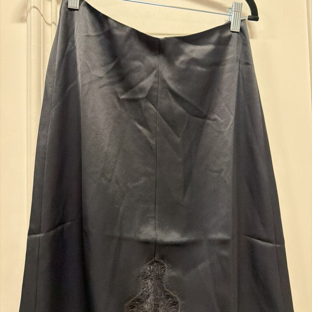 Black Satin Lace-Trim Slip Skirt (NWT 295)