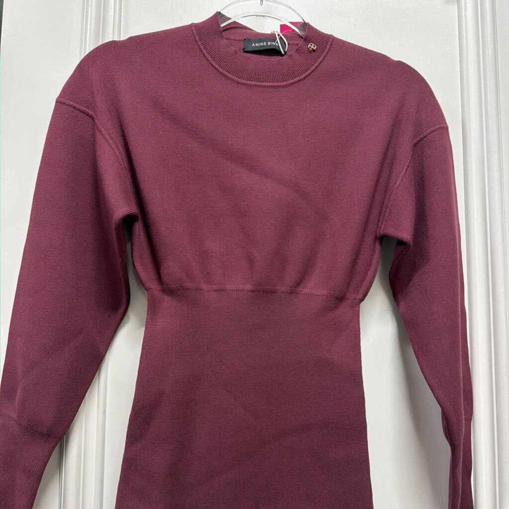Burgundy Viscose Fitted Dress (NWT)