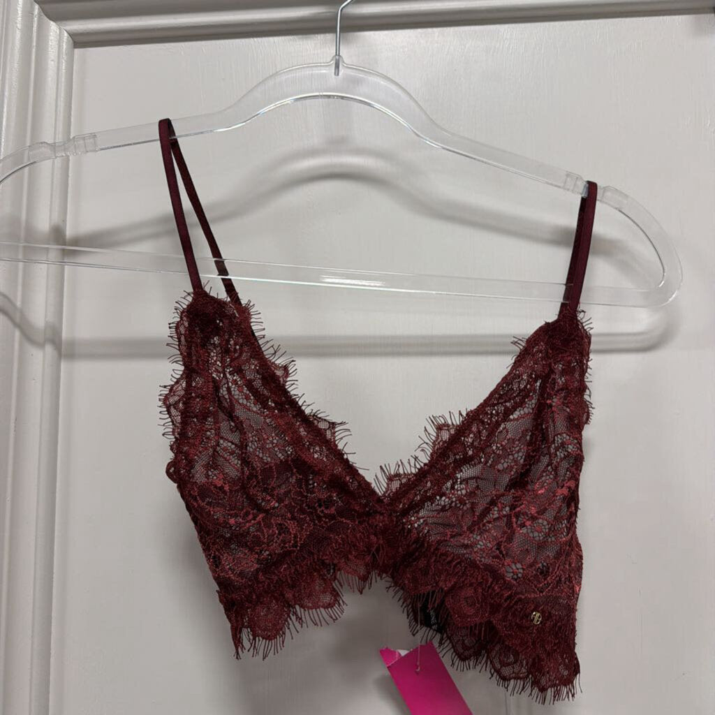 Burgundy Lace Trim Bra (NWT)