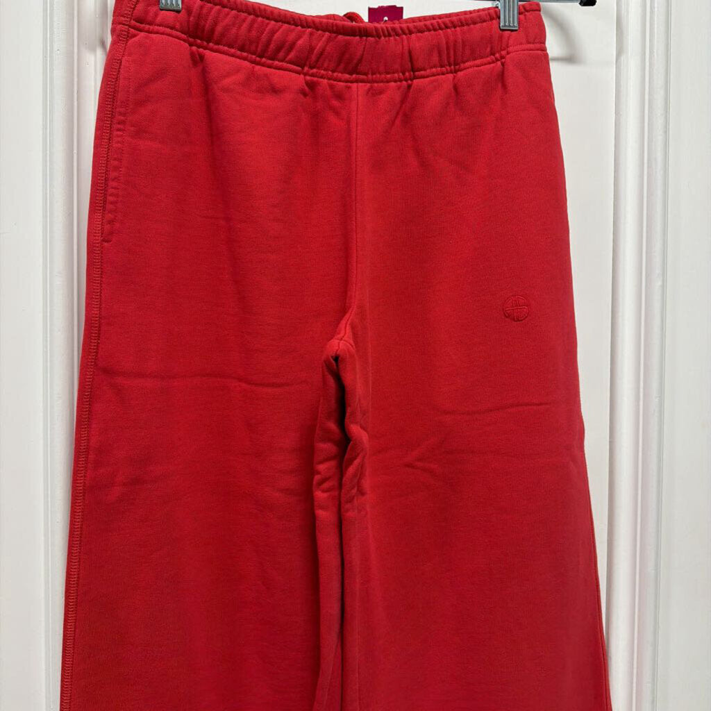 Red Cotton Wide Leg Sweats