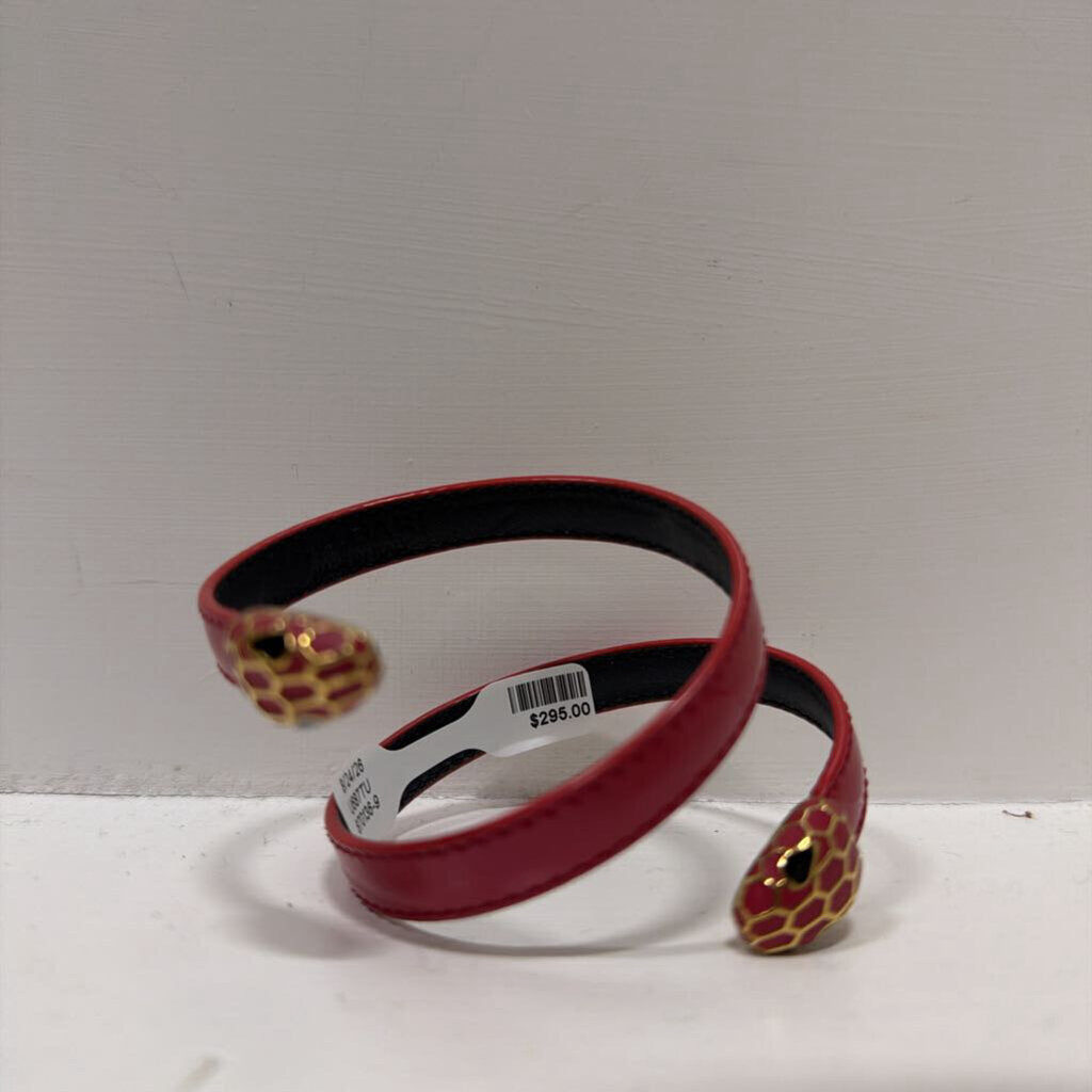 Red Bvlgari Serpenti Forever Leather Bracelet