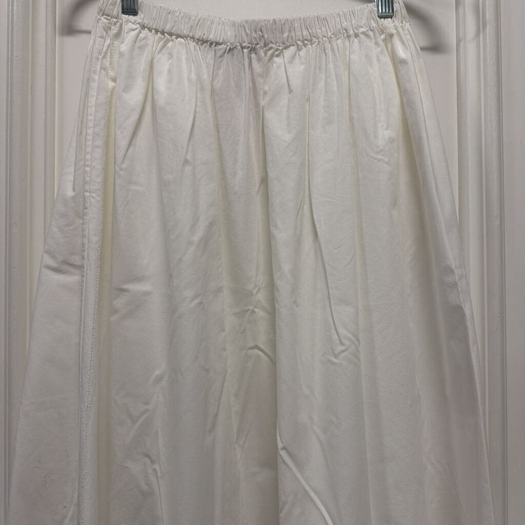 White Cotton Midi Skirt