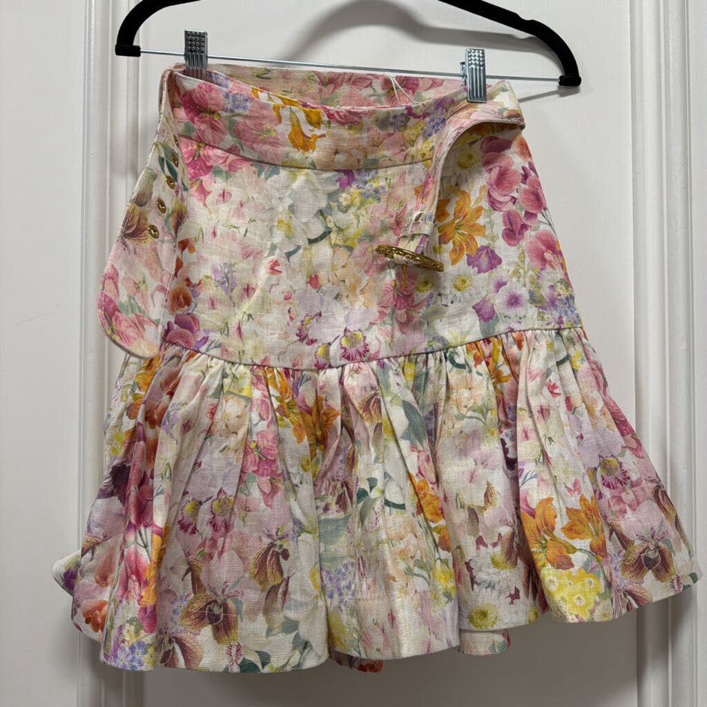 Multicolor Floral Linen Mini Skirt (NWT 530)