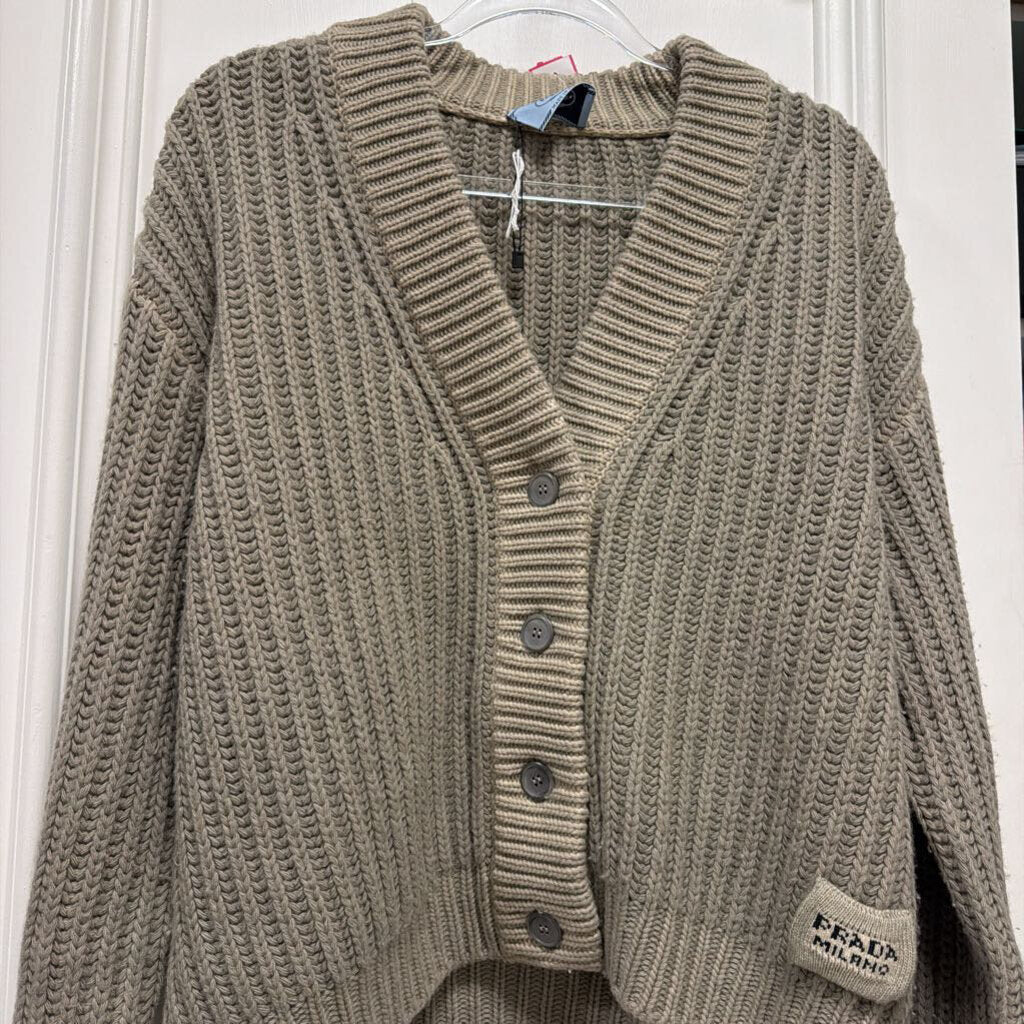 20202 Grey Wool Knit Cardigan Sweater
