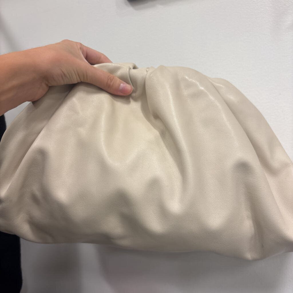 Ivory Large Smooth Leather Clutch