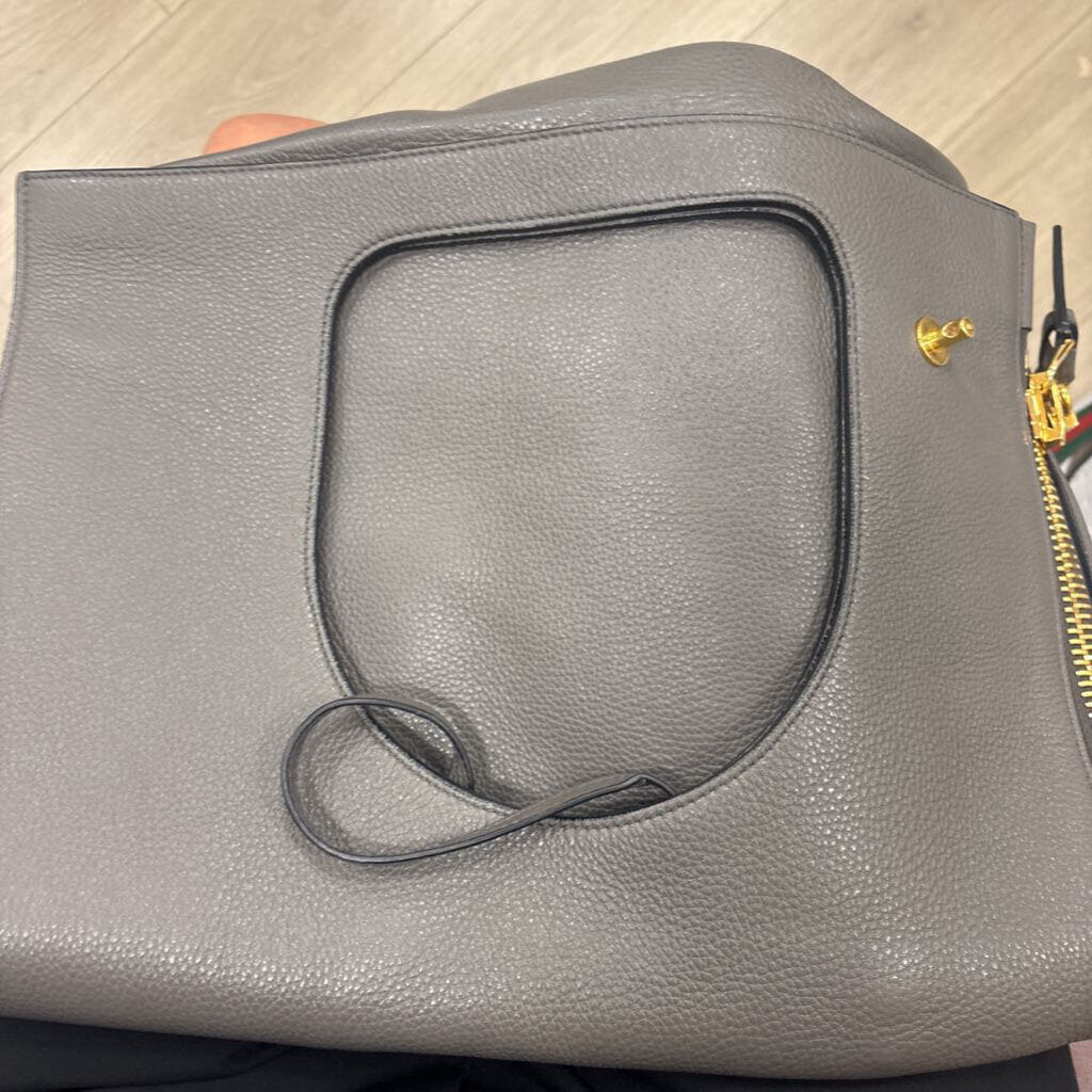 Grey Leather Shoulder Bag