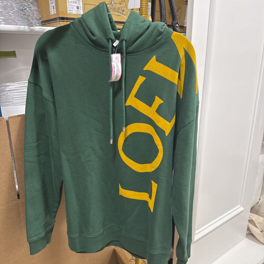 Men's Green/Yellow Cotton Logo Hoodie