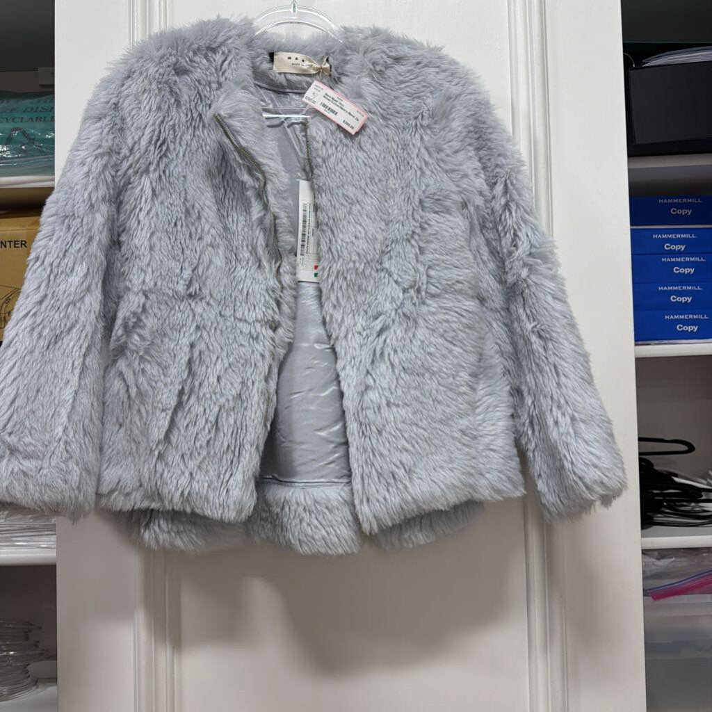 Bluish Grey Mohair/Cotton/Alpaca Blend Zip Jacket