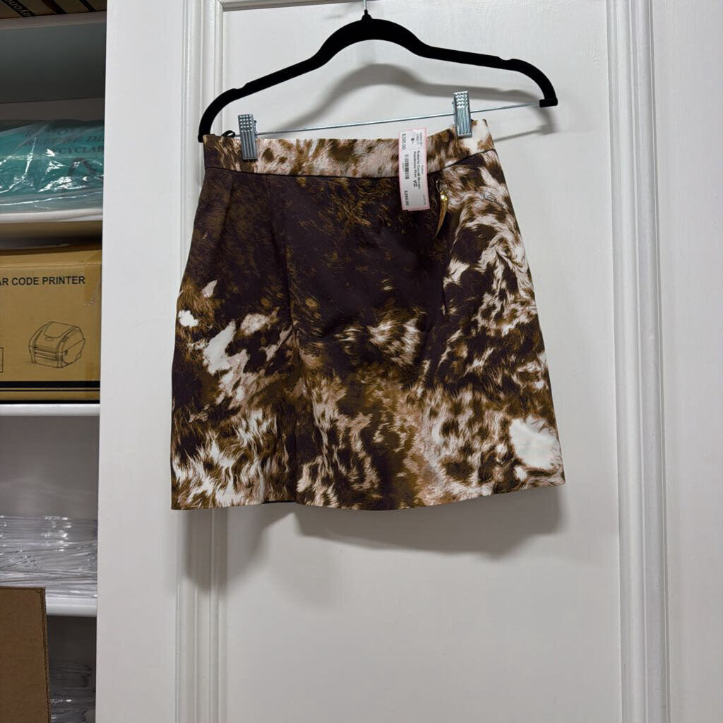 Brown Appaloosa Print Viscose/Elastane Mini Skirt Gold Charm
