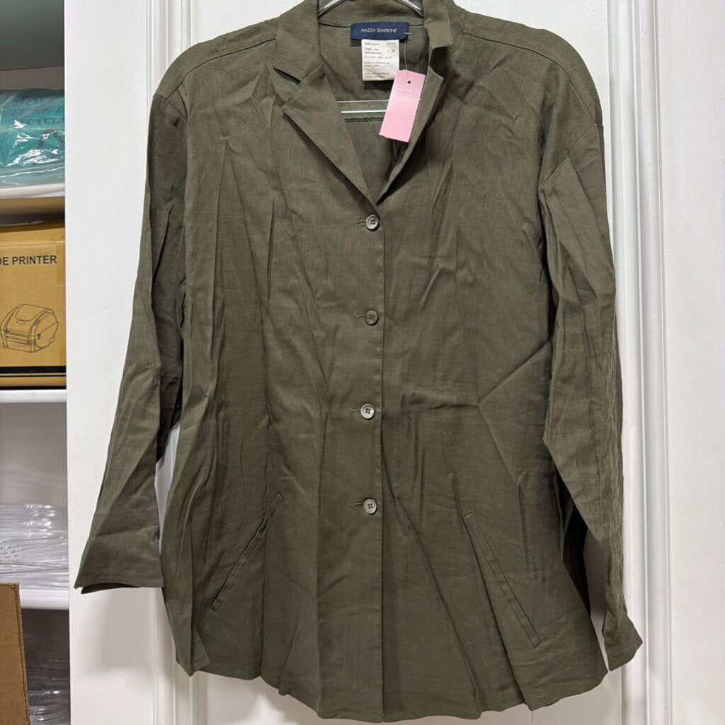Green Linen Blend Shirt