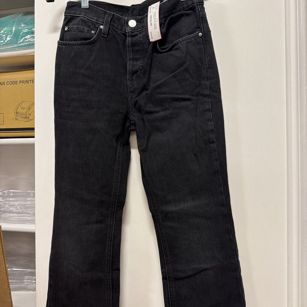 BLack Cotton Cropped Kick Jean