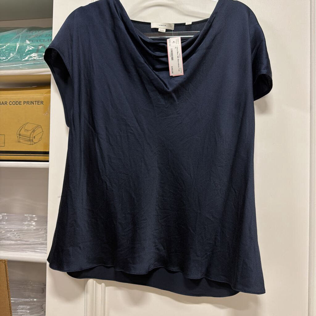 Blue Silk Sleeveless Top