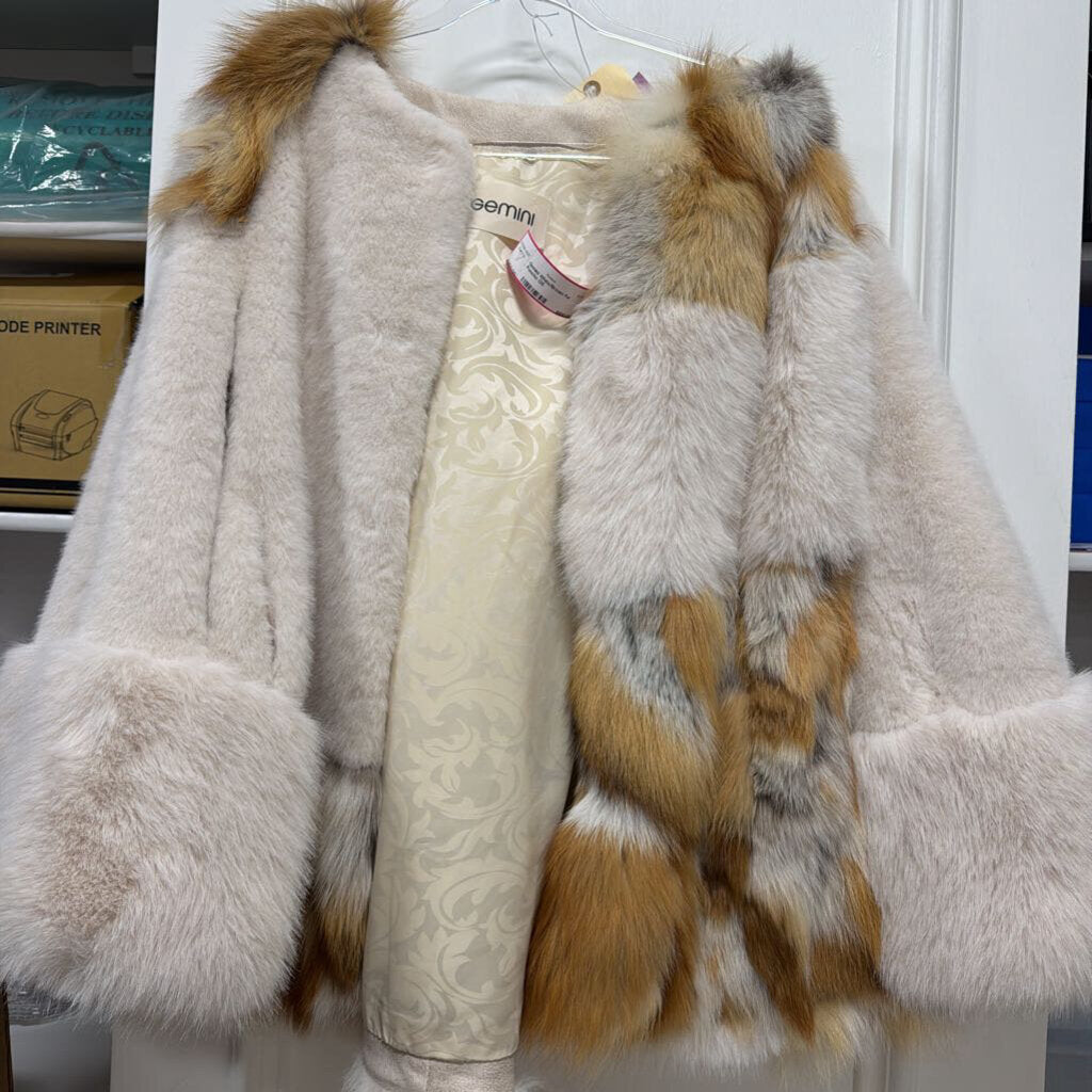 White/Brown Fur Poncho