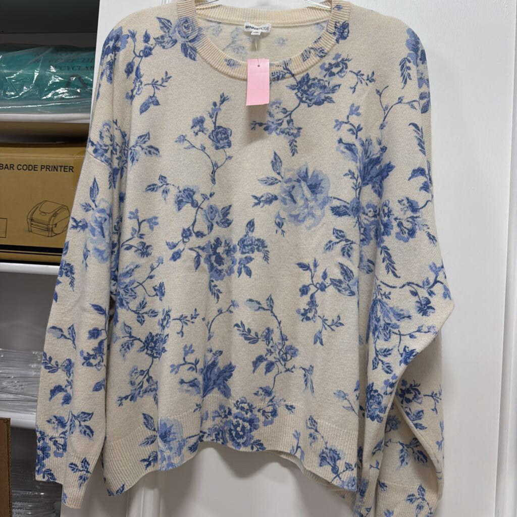 Cream/Blue Cashmere Sweater