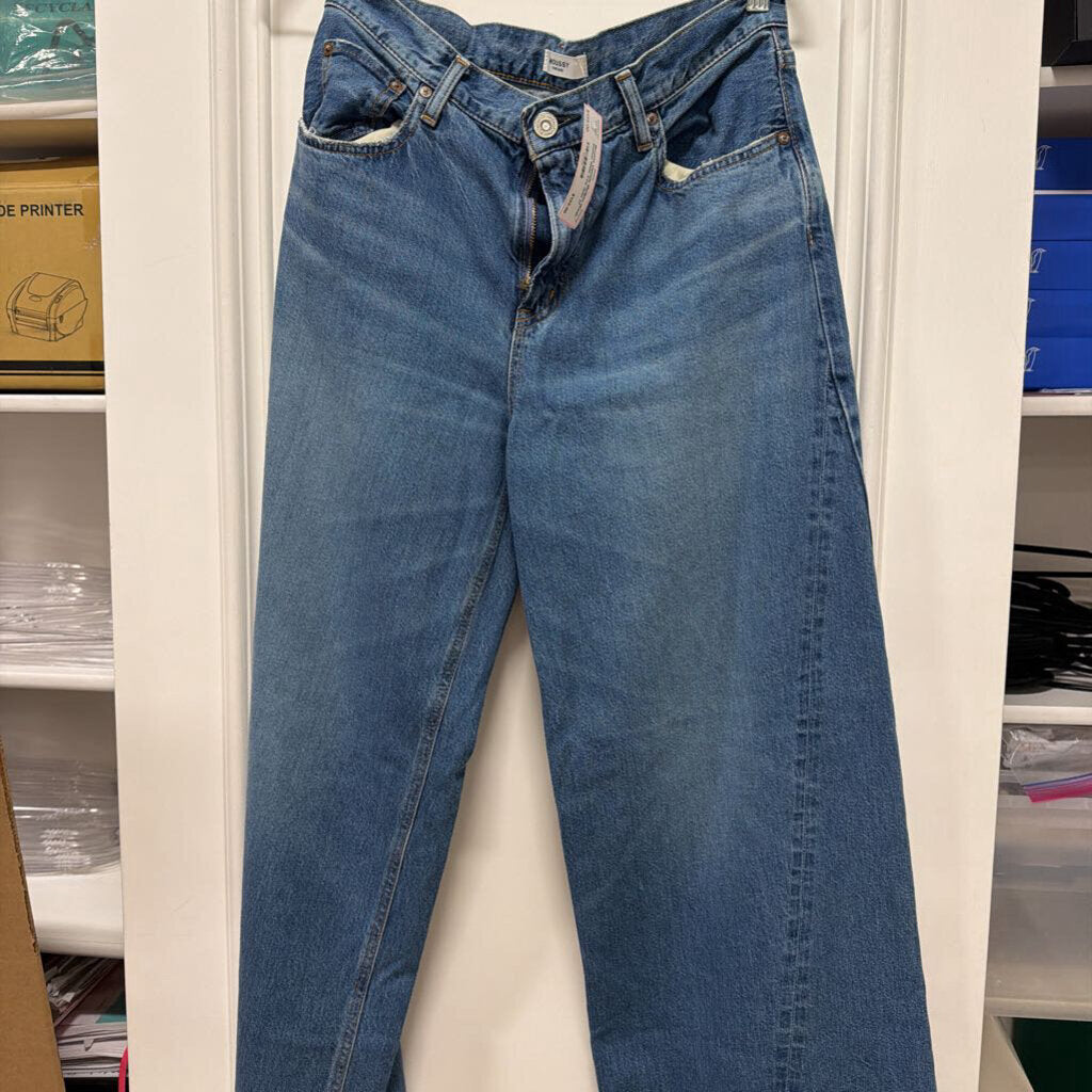 Medium Wash Cotton Wide Leg Jean