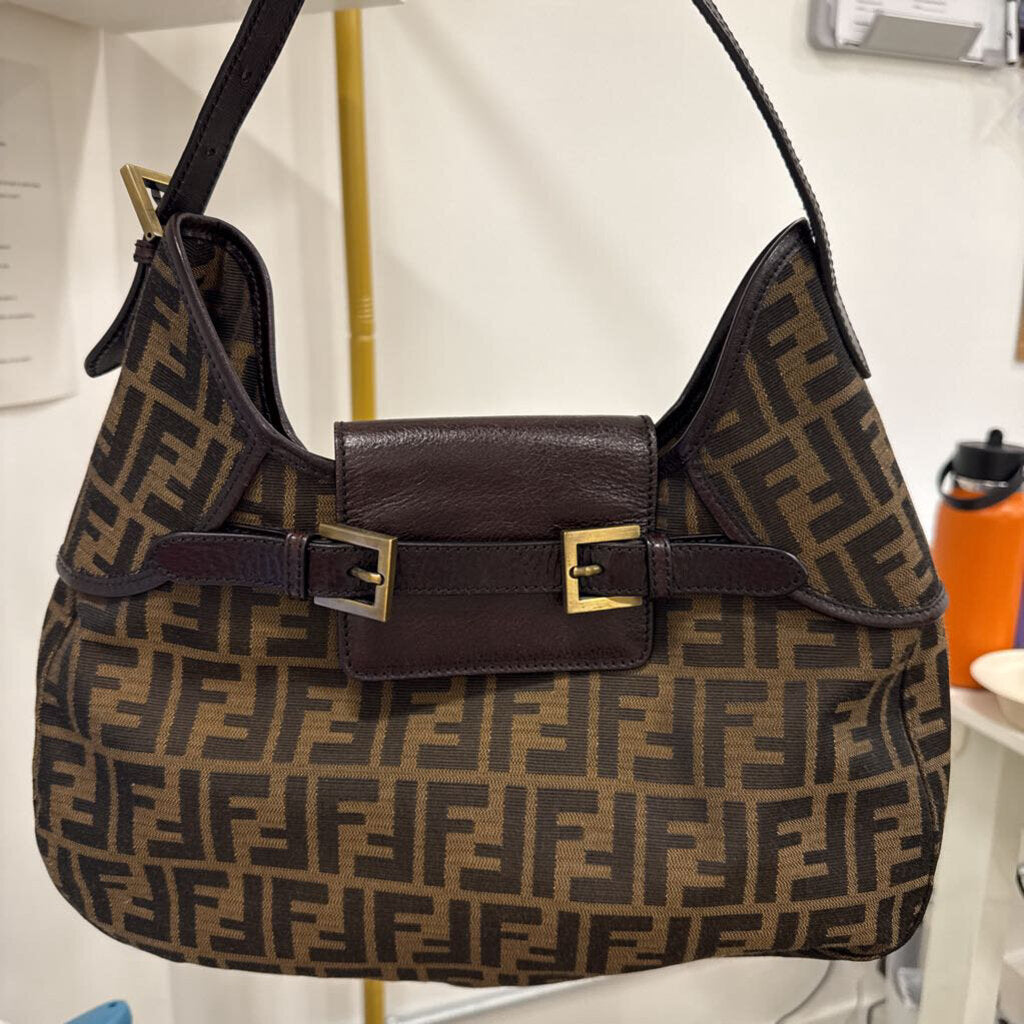 Zucca Double Buckle Hobo Shoulder Bag