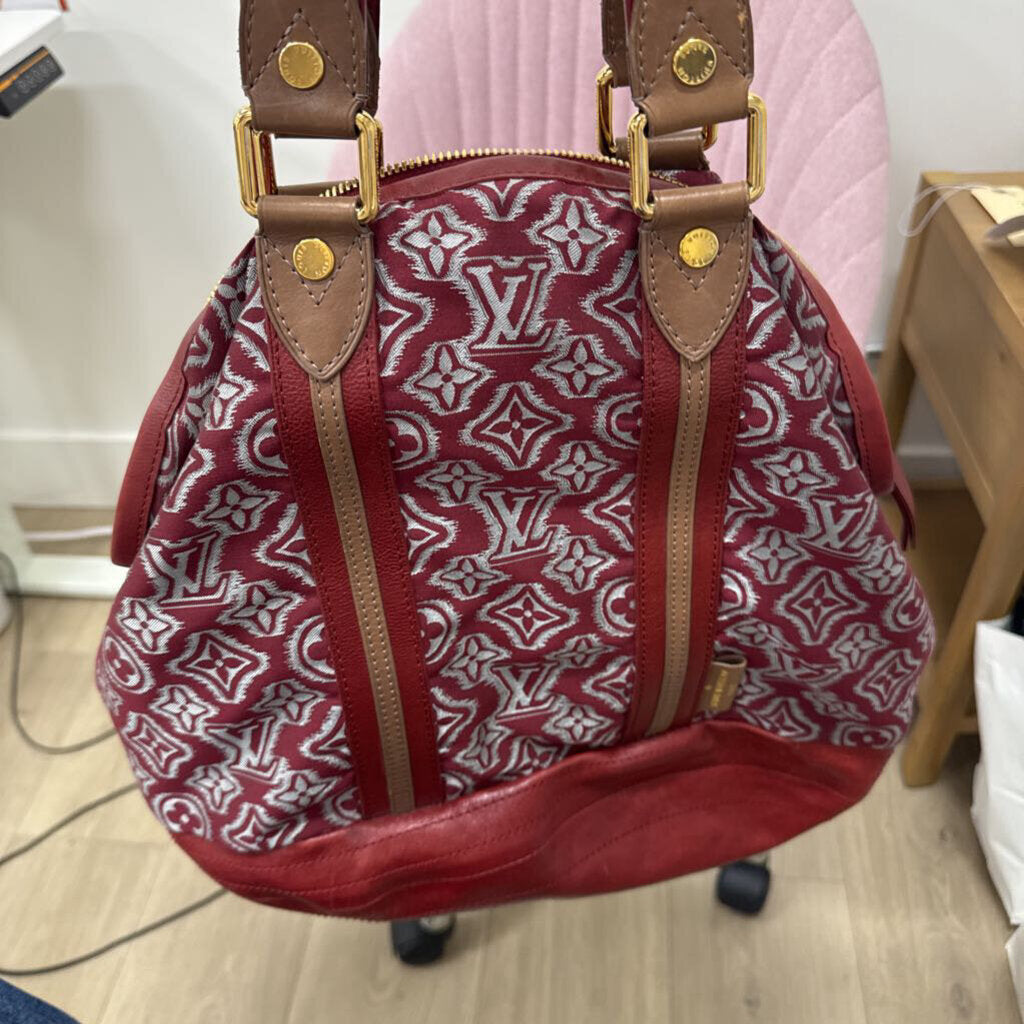 Red Leather/Jacquard Monogram Bag