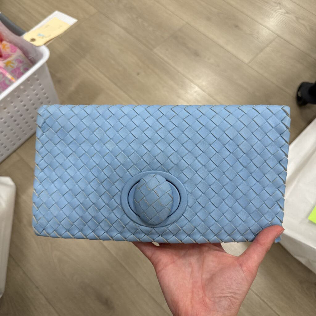 Blue Intrecciato Clutch