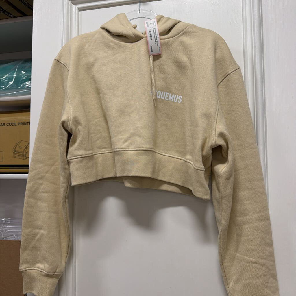 Beige Cotton Cropped Sweatshirt