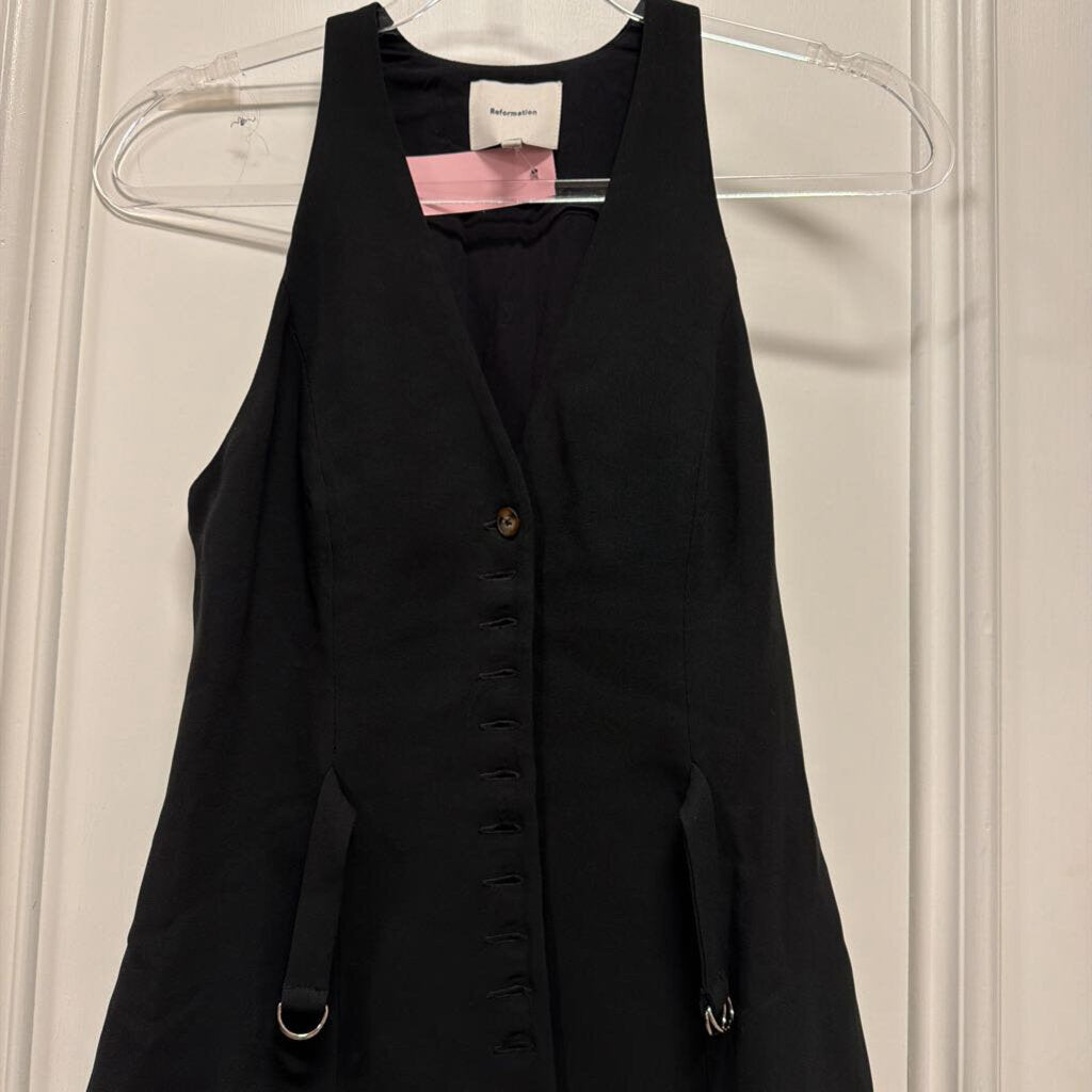 Black Acetate/Poly Blend Vest