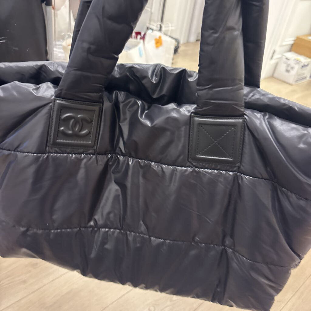 Black Nylon Cacoon Tote