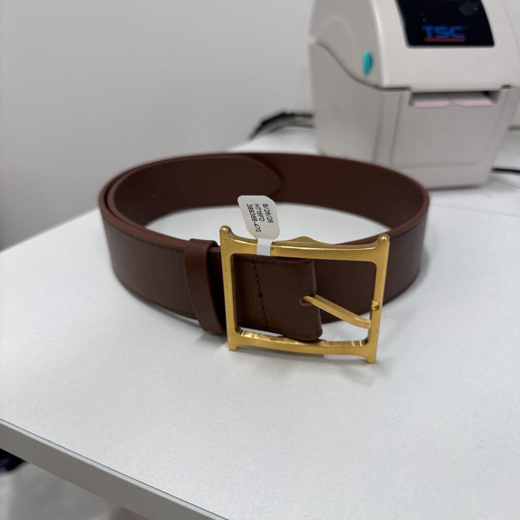 Helsa Brown Leather GHW Belt, S