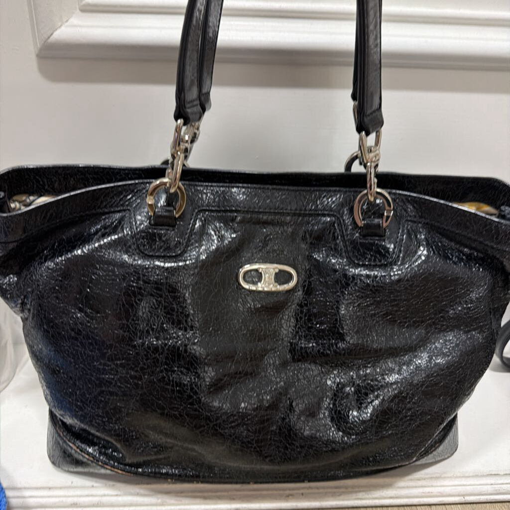 Black Vintage Crinkled Patent Bag