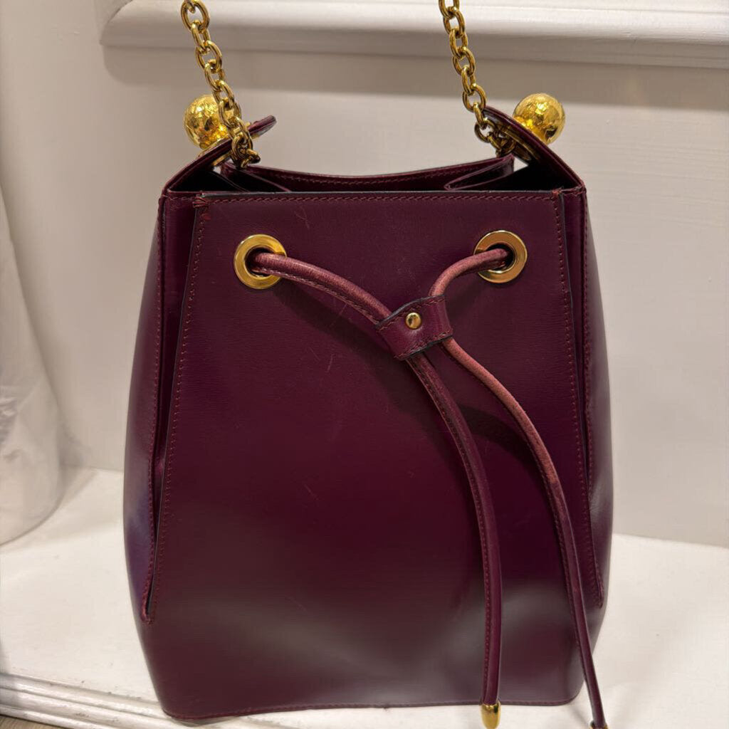 Burgundy Vintage Planet Series Bucket Bag