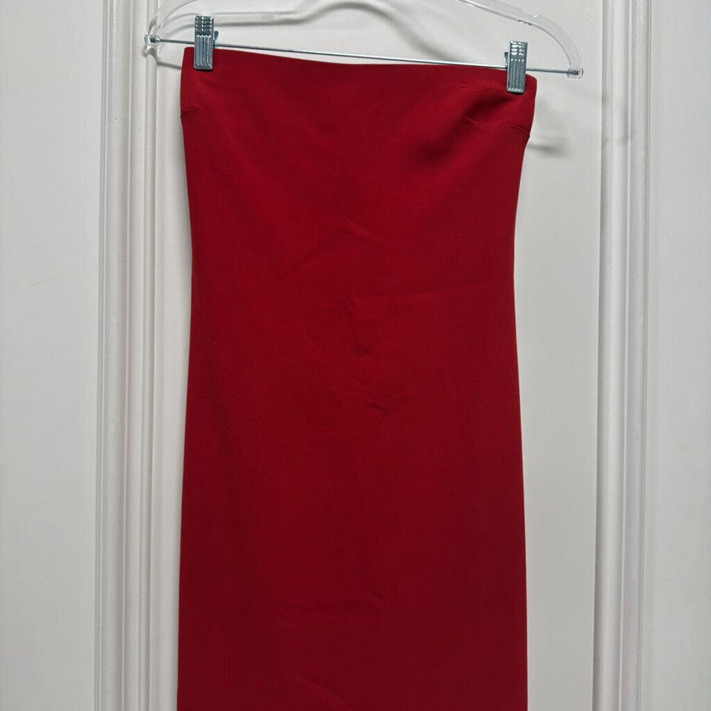 Red Poly Strapless Dress