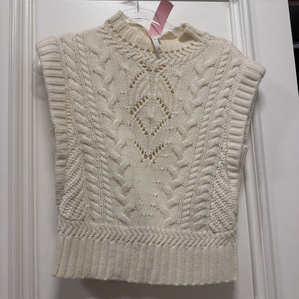 Cream Merino Wool Blend Sweater Vest