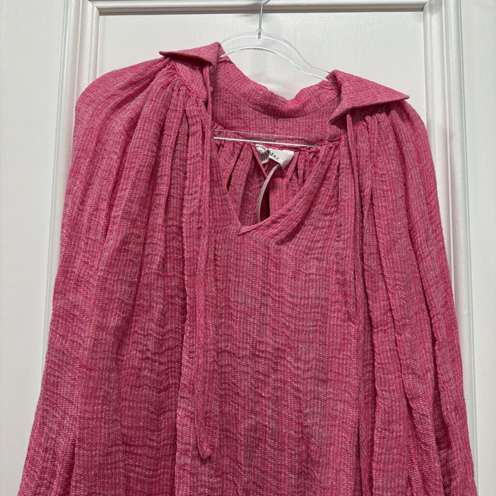 Pink Linen Belted Mini Dress