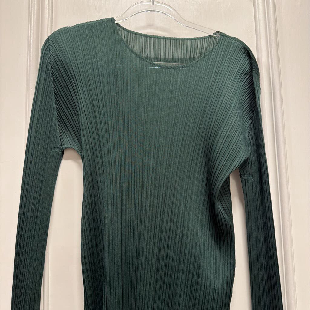 Green Poly LS Midi Dress (NWT)