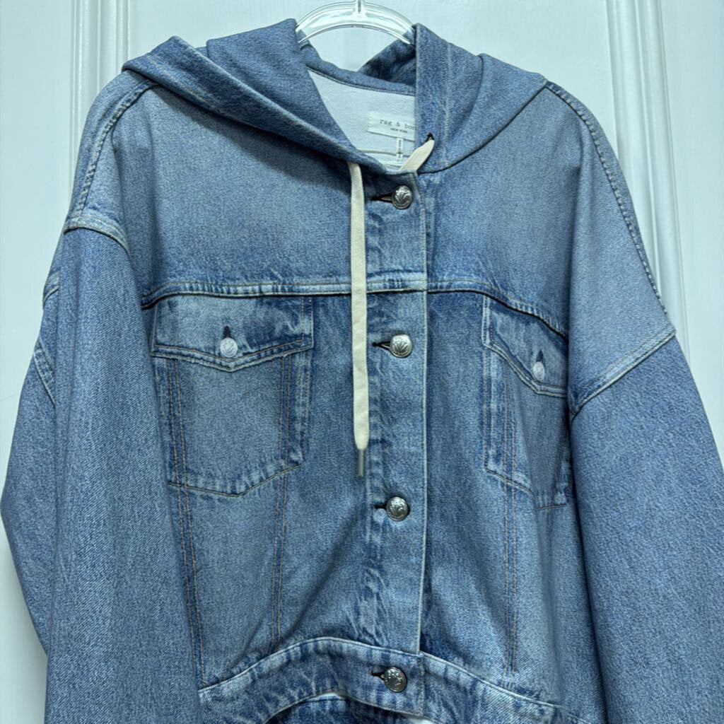 Light Wash Cotton Sweatshirt Jean Jacket