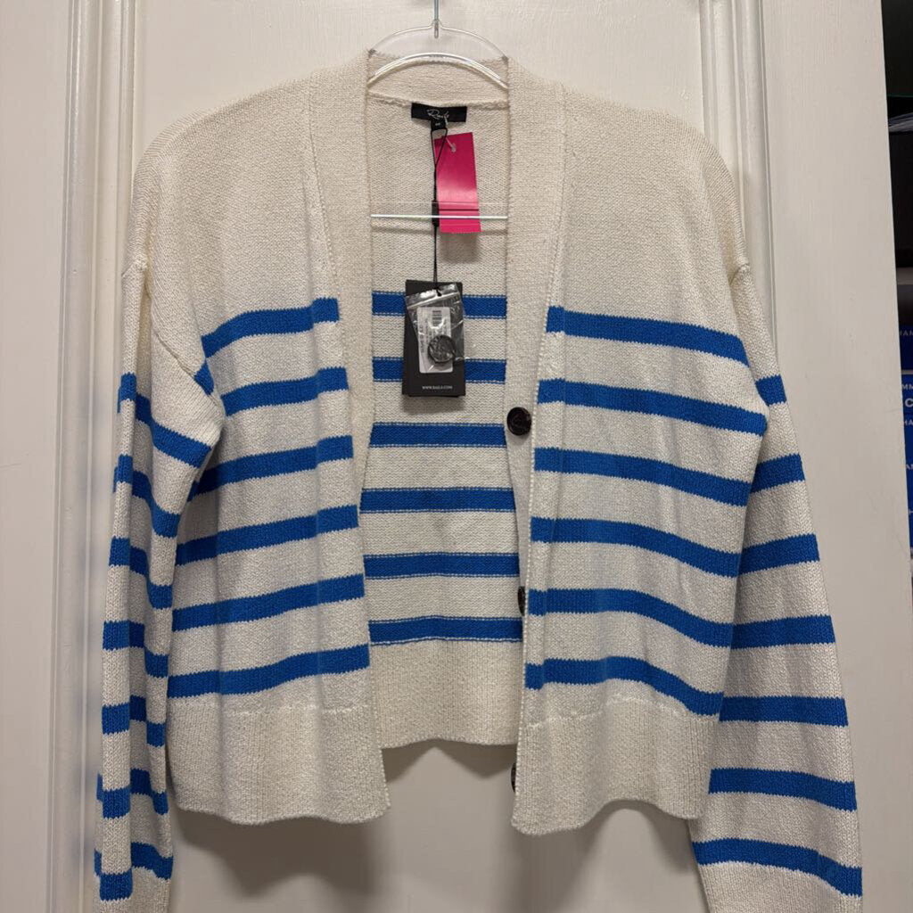Blue/White Cotton Blend Striped Cardigan (NWT)