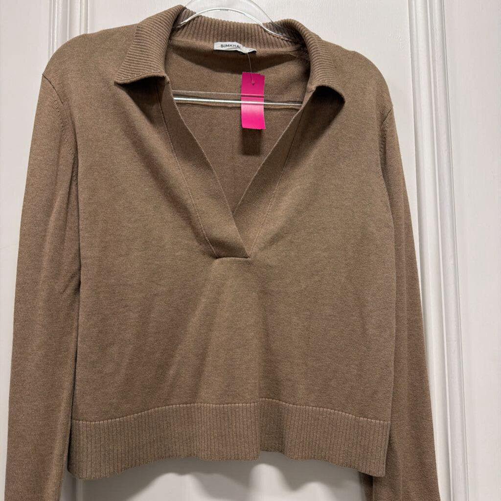 Brown Cotton Collar Sweater